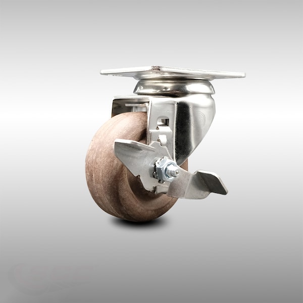 3 Inch 316SS High Temp Glass Filled Nylon Swivel Bolt Hole Caster with Brake SCC